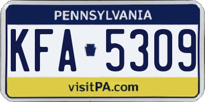 PA license plate KFA5309