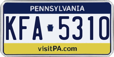 PA license plate KFA5310