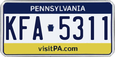 PA license plate KFA5311