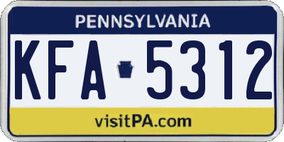 PA license plate KFA5312