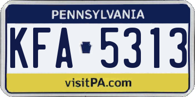 PA license plate KFA5313