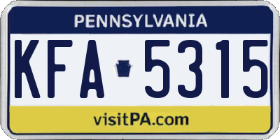 PA license plate KFA5315