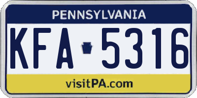 PA license plate KFA5316