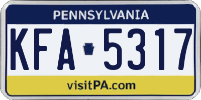 PA license plate KFA5317