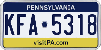 PA license plate KFA5318