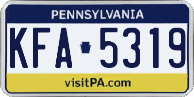 PA license plate KFA5319