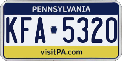 PA license plate KFA5320