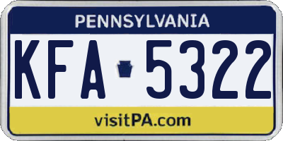 PA license plate KFA5322
