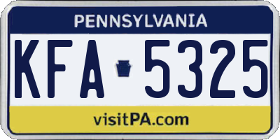 PA license plate KFA5325