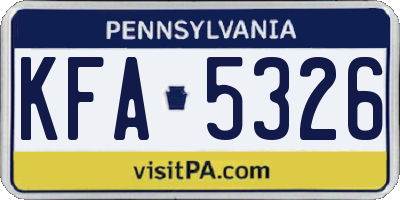 PA license plate KFA5326