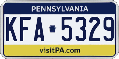 PA license plate KFA5329