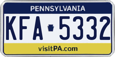 PA license plate KFA5332