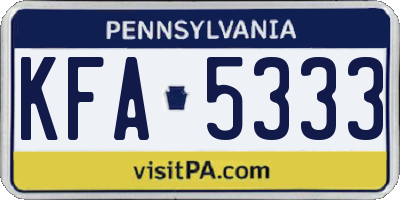 PA license plate KFA5333