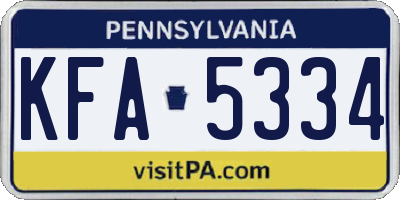 PA license plate KFA5334