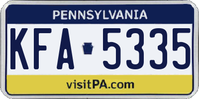 PA license plate KFA5335