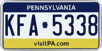 PA license plate KFA5338