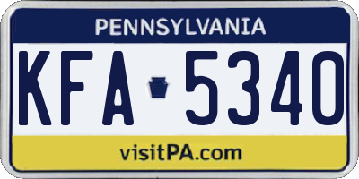PA license plate KFA5340