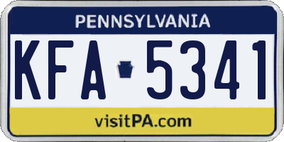 PA license plate KFA5341