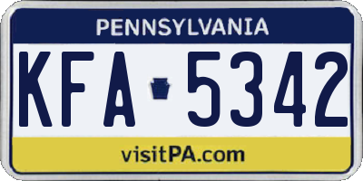 PA license plate KFA5342