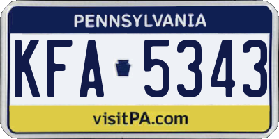 PA license plate KFA5343