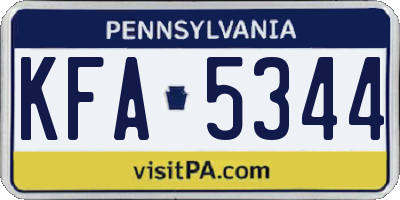 PA license plate KFA5344