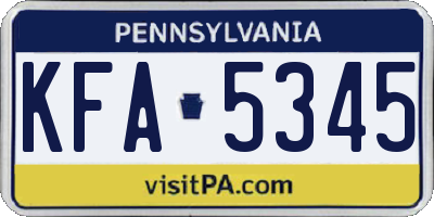 PA license plate KFA5345