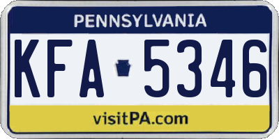 PA license plate KFA5346