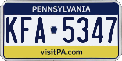 PA license plate KFA5347