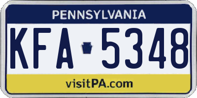 PA license plate KFA5348