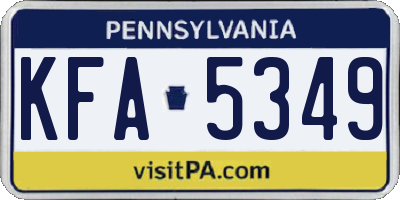 PA license plate KFA5349