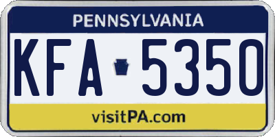 PA license plate KFA5350