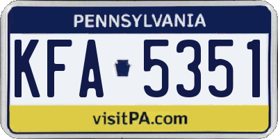 PA license plate KFA5351