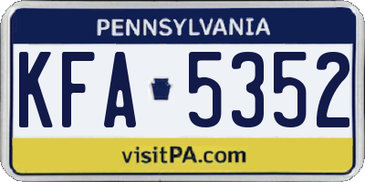 PA license plate KFA5352