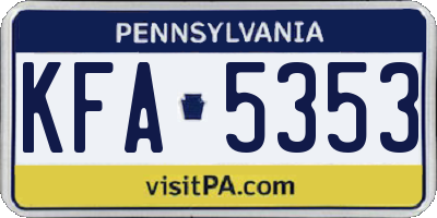 PA license plate KFA5353