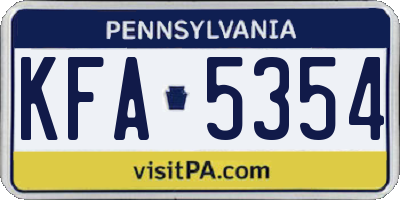 PA license plate KFA5354