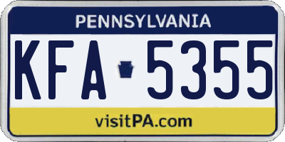 PA license plate KFA5355