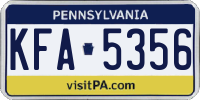 PA license plate KFA5356