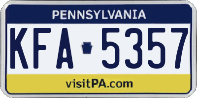 PA license plate KFA5357