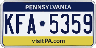 PA license plate KFA5359