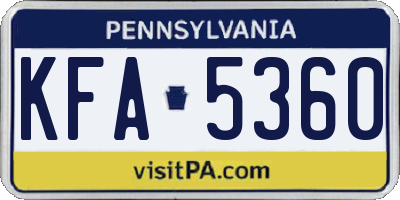 PA license plate KFA5360