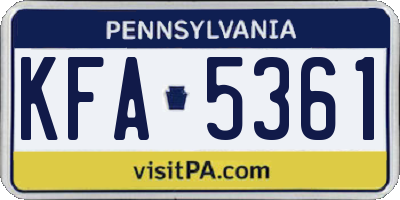 PA license plate KFA5361