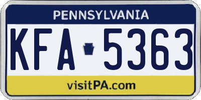 PA license plate KFA5363