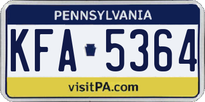 PA license plate KFA5364