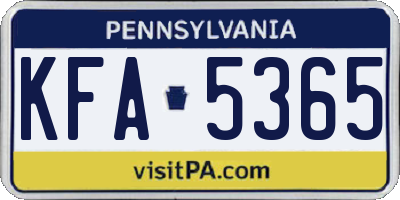 PA license plate KFA5365