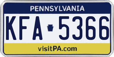 PA license plate KFA5366