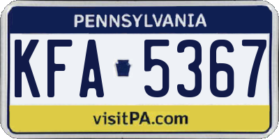 PA license plate KFA5367