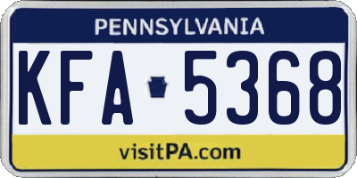PA license plate KFA5368