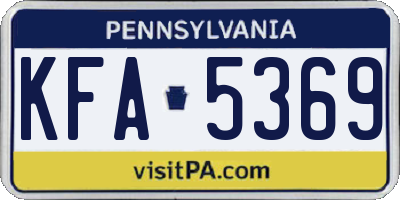 PA license plate KFA5369