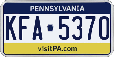 PA license plate KFA5370