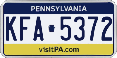 PA license plate KFA5372